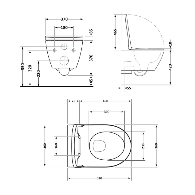 Унитаз подвесной Qtap Robin Ultra Quiet безободковый с сиденьем Soft-close 520x365x365 мм WHITE - изображение 2
