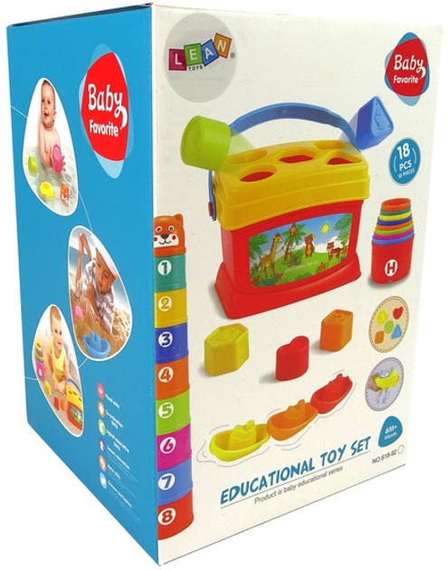 Piramidka-wiaderko edukacyjne do kąpieli Lean Toys z kubeczkami łódkami i sorterem 12236 (5904665999806) - obraz 1