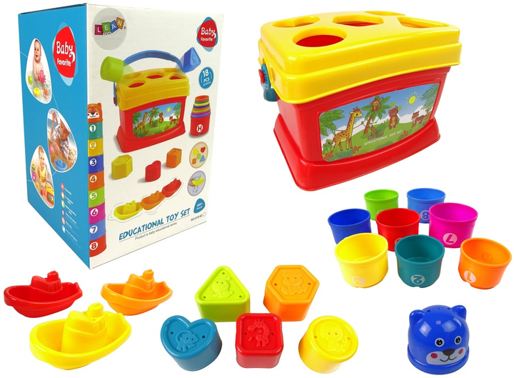 Piramidka-wiaderko edukacyjne do kąpieli Lean Toys z kubeczkami łódkami i sorterem 12236 (5904665999806) - obraz 2
