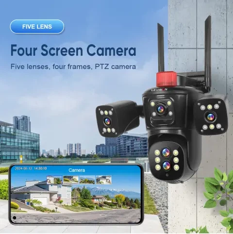 Видеокамера 4K Multi Lens 4 экранные 360-градусные камеры IP-камера четыре объектива - изображение 4