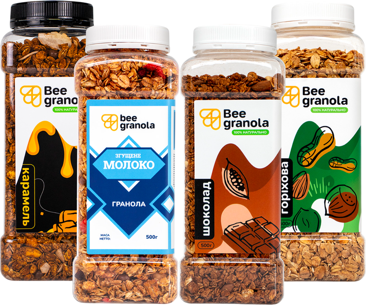 Сет гранолы Bee Granola 500 г х 3+1 шт (4820677481041) - Фото 3 Сет гранолы Bee Granola 500 г х 3+1 шт (4820677481041) - изображение 3