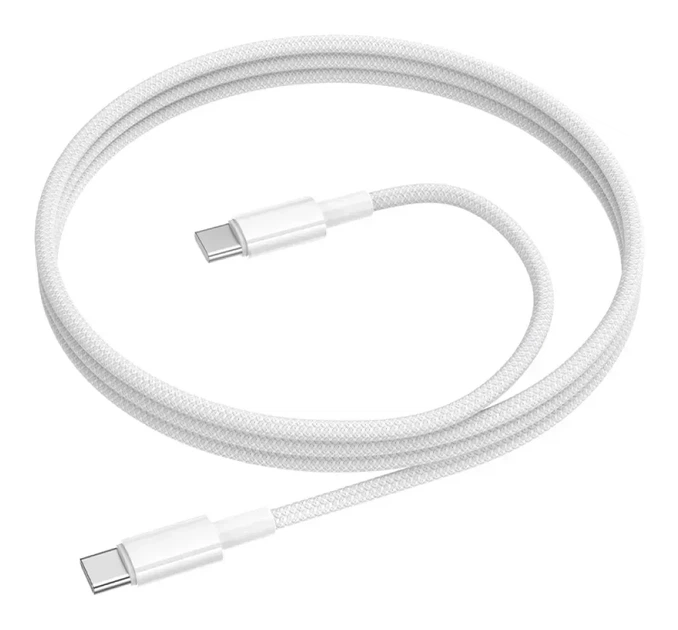 Кабель USB Borofone BX117, Type-C to Type-C, 60W, 1m, Білий - Фото 3 Кабель USB Borofone BX117, Type-C to Type-C, 60W, 1m, Білий - зображення 3