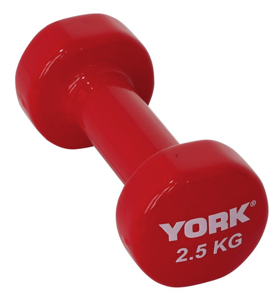 Гантели для фитнеса виниловые круглые York Fitness 2х2,5кг красный - изображение 2