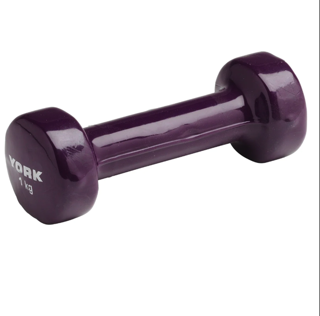 Гантели для фитнеса виниловые круглые York Fitness 2х1кг фиолетовый - Фото 3 Гантели для фитнеса виниловые круглые York Fitness 2х1кг фиолетовый - изображение 3