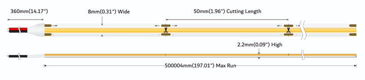 Profesjonalna tasma LED MW Lighting UQS COB 8 W/m 24V 320LED 2700K CRI90 IP20 50m (5902135159620) - obraz 3