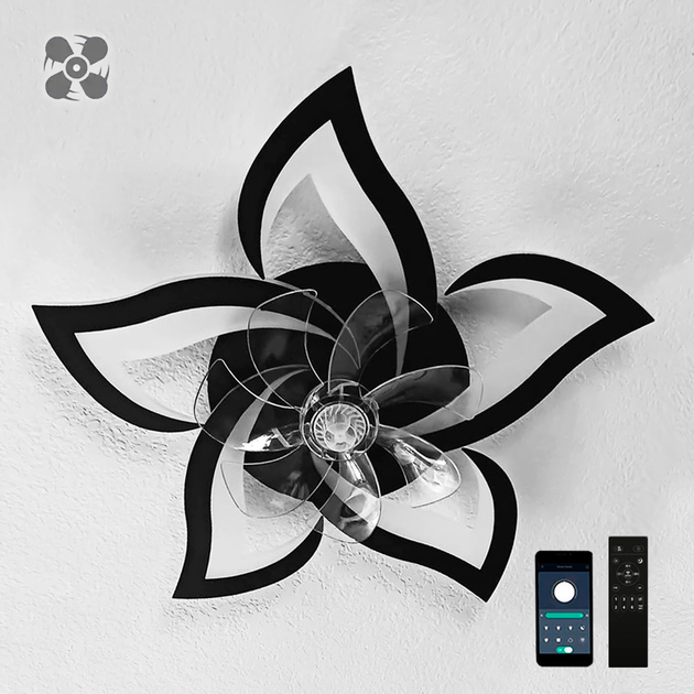 Смарт люстра с вентилятором FAN ELLA 72W+18W 5F APP черная Esllse управляемая светодиодная Ø680x120мм BLACK - изображение 5