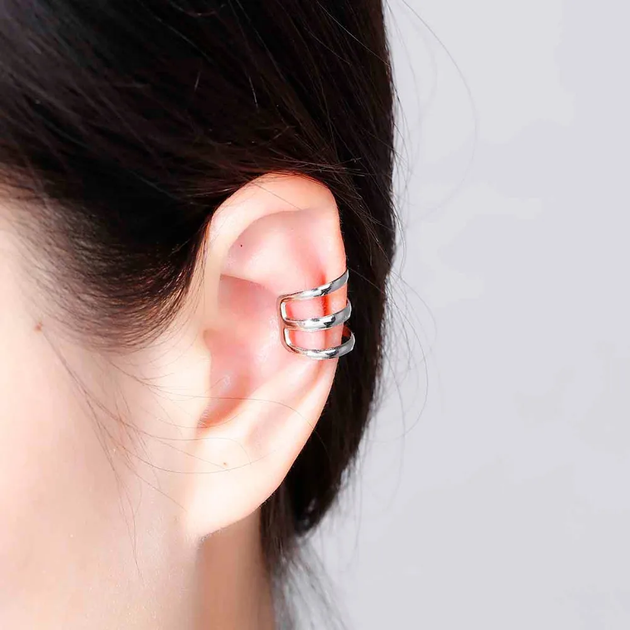 Каф клипс на ухо спираль серьга в виде спирали без прокола 1шт Earcuff серебряный цвет - Фото 2 Каф клипс на ухо спираль серьга в виде спирали без прокола 1шт Earcuff серебряный цвет - изображение 2