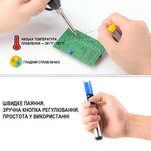 Паяльный набор инструментов OEM ESI01, электрический паяльник 60 Вт с регулировкой температуры и аксессуарами в футляре. - изображение 7