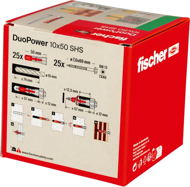 Дюбель Fischer DuoPower 535461 6 х 50 мм S із шурупом 25 шт (4048962239904) - зображення 3