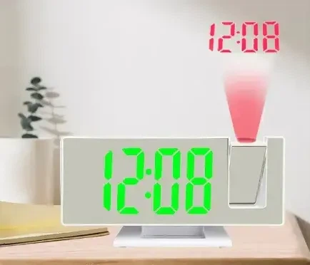 Настольные зеркальные часы с проектором времени White - изображение 7