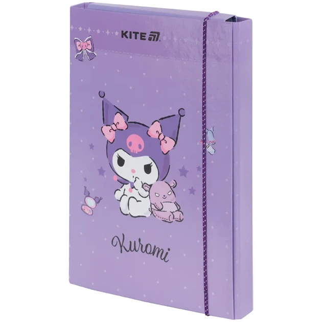 Папка для зошитів на гумці Kite Kuromi картон HK25-210-2 - Фото 2 Папка для зошитів на гумці Kite Kuromi картон HK25-210-2 - зображення 2