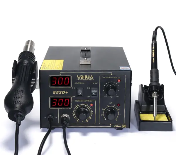 Паяльная станция 2в1 YIHUA 852D+ (паяльник + фен (бесщёточный-турбинный)), 2 дисплея - Фото 3 Паяльная станция 2в1 YIHUA 852D+ (паяльник + фен (бесщёточный-турбинный)), 2 дисплея - изображение 3