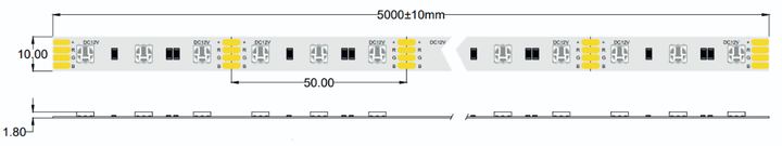 Професійна світлодіодна стрічка MW Lighting HQS RGB 14.4 Вт/м 12В 60LED IP33 5м (5902135158968) - зображення 3