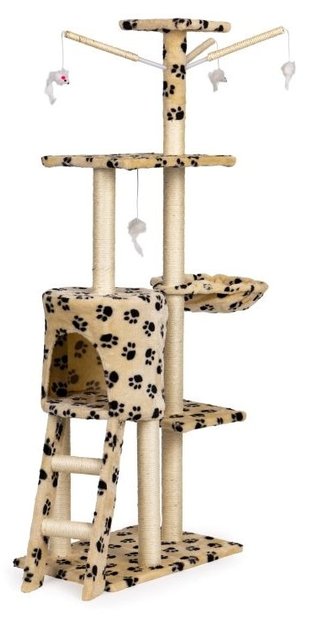 Drapak dla kota Petsi domek drzewo legowisko 138 cm XL odciski łapek (5903089065937) - obraz 1