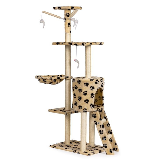 Drapak dla kota Petsi domek drzewo legowisko 138 cm XL odciski łapek (5903089065937) - obraz 2