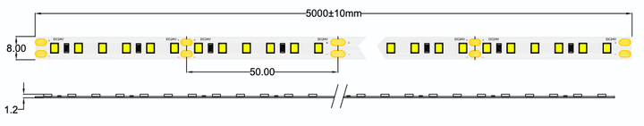 Profesjonalna tasma LED MW Lighting HQS 9.6 W/m 24V 120LED 6500K CRI80 IP33 5m (5902135159231) - obraz 3