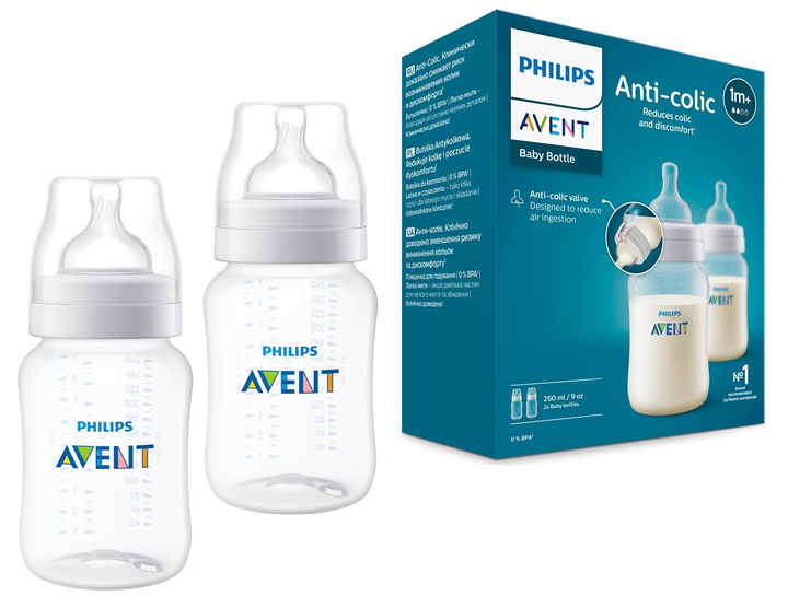 Набір пляшечок Philips Avent Anti-colic 260 мл 1м+ 2 шт SCY103/02 (8710103996743) - зображення 1