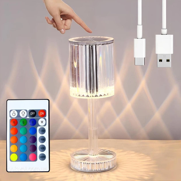 Лампа настільна Crystal Light Джус RGB 16 LED З пультом та USB зарядкою - Фото 8 Лампа настільна Crystal Light Джус RGB 16 LED З пультом та USB зарядкою - зображення 8
