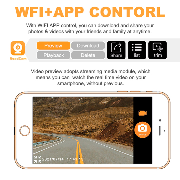 Автомобильный видеорегистратор для Android магнитол Wi-Fi Terra HD-X6, FHD (1920×1080P) - изображение 10