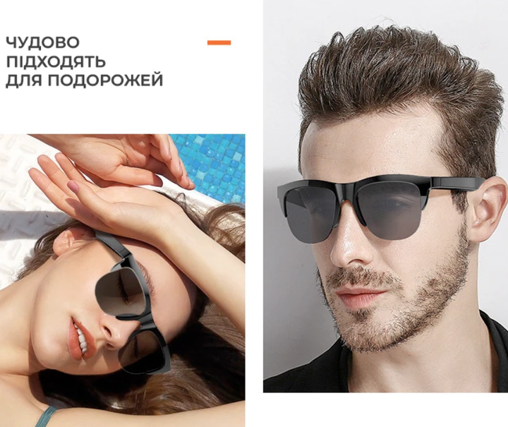 Окуляри сонцезахисні Bluetooth з подвійними динаміками F-06, окуляри з навушниками - Фото 5 Окуляри сонцезахисні Bluetooth з подвійними динаміками F-06, окуляри з навушниками - зображення 5