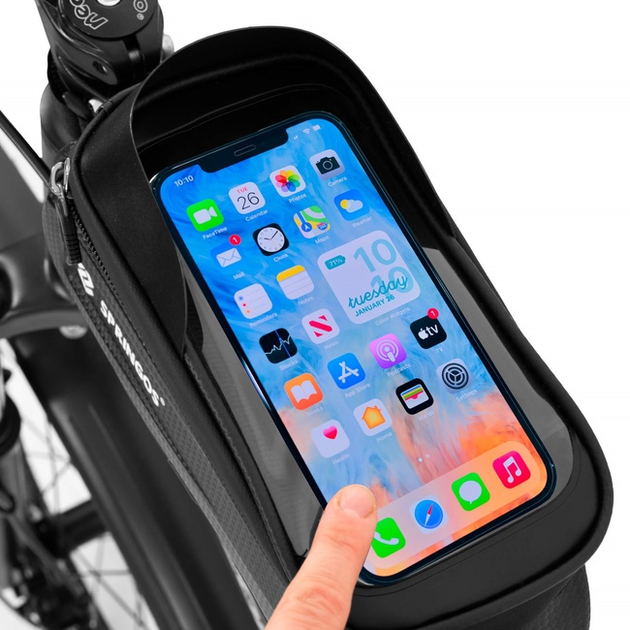 Sakwa rowerowa na ramę Springos z pokrowcem na telefon BA0090 Czarna (5907719498027) - obraz 12