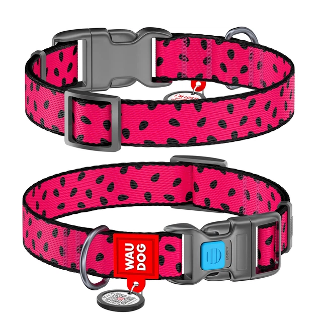 Нашийник WAUDOG Nylon з QR адресником, пластикова пряжка-фастекс "Кавун" S (4823089316789) - Фото 1 Нашийник WAUDOG Nylon з QR адресником, пластикова пряжка-фастекс "Кавун" S (4823089316789) - изображение 1