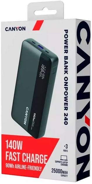 Powerbank Canyon OnPower 240 25000mAh 140W Dark Grey (CNS-CPB240) - obraz 16