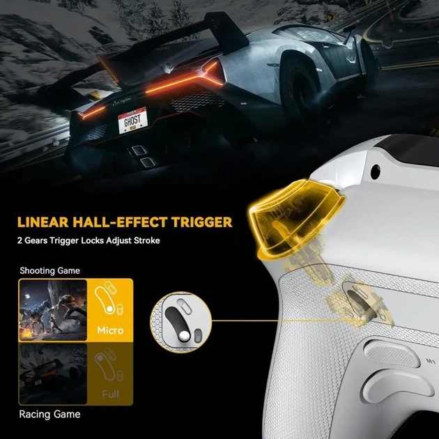 Геймпад Manba One V2 Wireless Controller White с дисплеем и RGB подсветкой - изображение 2