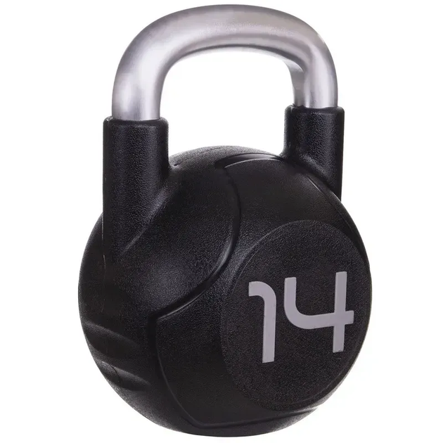 Гиря PU із хромованою ручкою Кросфіт Zelart TA-2681-14 14кг (MD2220-14) (PU, чорний) - зображення 2