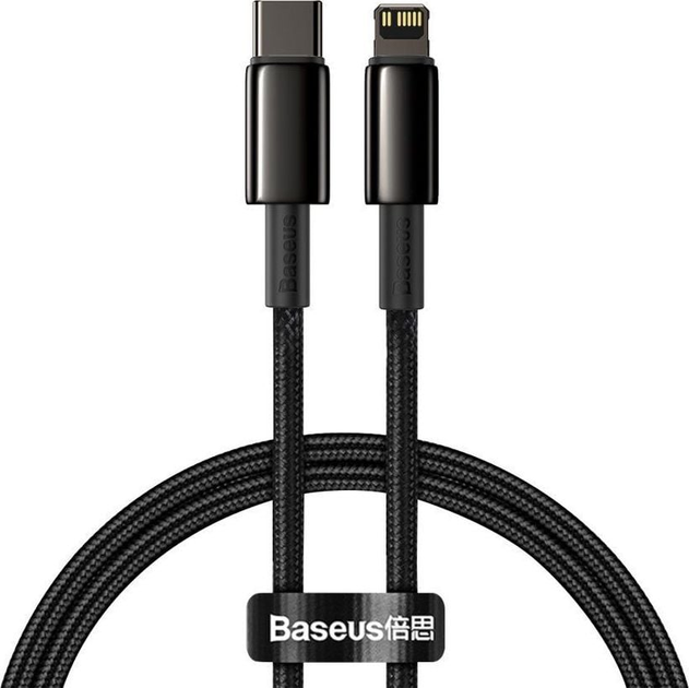 Kabel Baseus Tungsten Gold Type-C do Lightning PD 20W 1 m Black (CATLWJ-01) - obraz 1