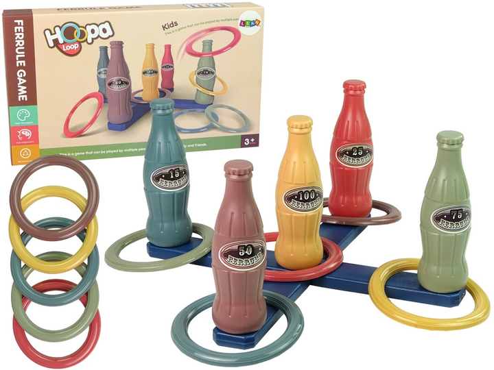 Аркадна гра Lean Toys Кидання кільця на пляшки з балами 12 елементів (5904665993088) - зображення 2