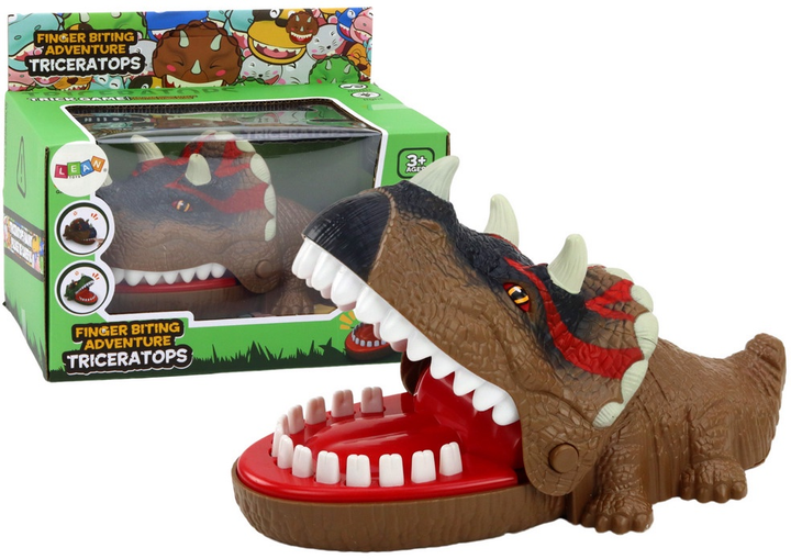 Настільна гра Lean Toys Кусючий динозавр Трицератопс Коричневий (5905991006077) - зображення 2