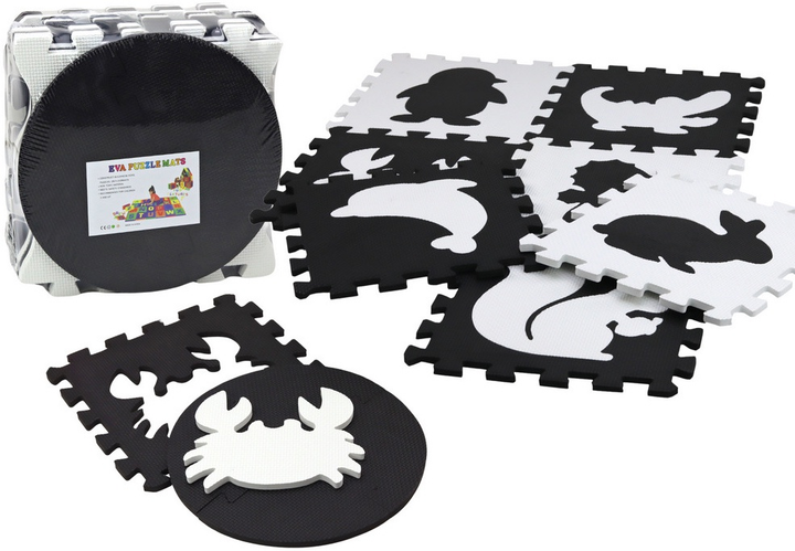 Mata-puzzle miękka kontrastowa edukacyjna Lean Toys EVA Czarno-biała 19 elementów 17481 (5905991003113) - obraz 2