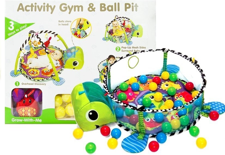 Mata edukacyjna dla maluszka Lean Toys 3 w 1 Żółw z basenem i piłkami 1605 (5904204759830) - obraz 5