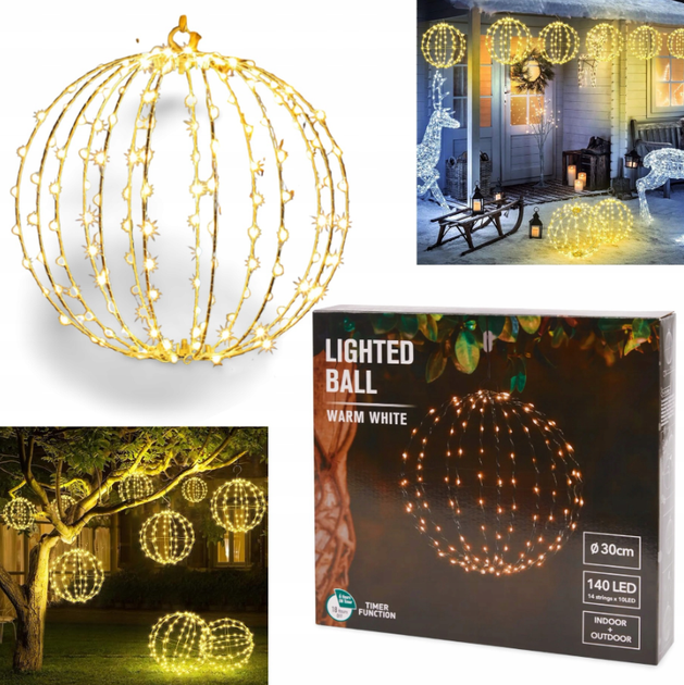 Підвісна світлодіодна куля Livarno Home «StarSphere» 140 LED D-30cm (NY1331072025) - Фото 1 Підвісна світлодіодна куля Livarno Home «StarSphere» 140 LED D-30cm (NY1331072025) - изображение 1
