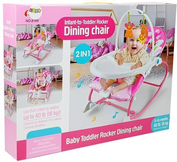 Kołyska-bujaczek Lean Toys 2w1 Różowa 8296 (5903802456752) - obraz 1
