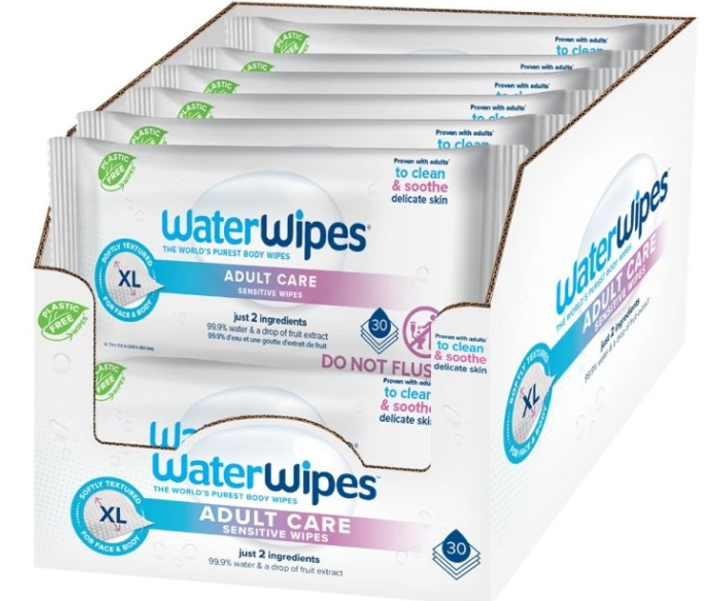 Chusteczki WaterWipes Bio Adult Care sensitive nawilżane 12 x 30 szt (55099514400215) - obraz 1