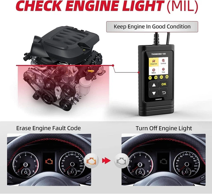 Сканер OBD2, Thinkcar THINKOBD 100 — считыватель автомобильных кодов OBD2/EOBD Черный - изображение 4