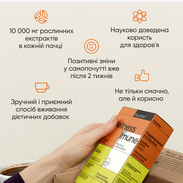 Кава мелена Creative & Focus та Wellness & Imune MindMe з функціональними інгредієнтами 2x250 г (MMCF2818) - зображення 4