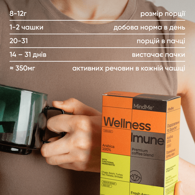 Кава мелена Creative & Focus та Wellness & Imune MindMe з функціональними інгредієнтами 2x250 г (MMCF2818) - зображення 8
