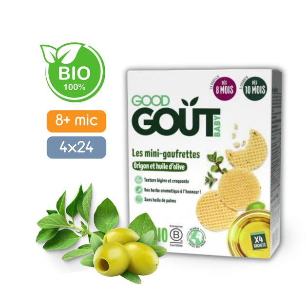 Органічні вафлі Good Gout BIO Орегано та оливкова олія для малюків 8+ місяців, 4х24 г - Фото 1 Органічні вафлі Good Gout BIO Орегано та оливкова олія для малюків 8+ місяців, 4х24 г - зображення 1