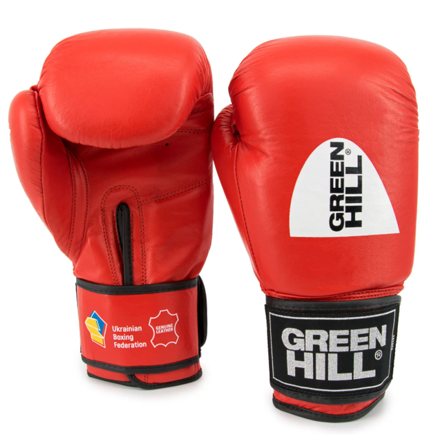 Перчатки бокс GREEN HILL KNOCK ФБУ кожа красная 12 oz - Фото 1 Перчатки бокс GREEN HILL KNOCK ФБУ кожа красная 12 oz - изображение 1