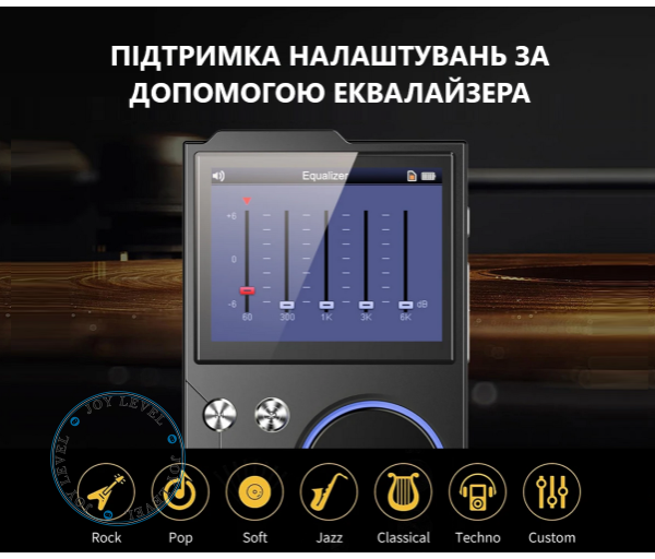 MP3-плеєр Hi-Fi AUDIO FM радіо Bluetooth DSD256 - підтримка Еквалайзера Line-Out та Диктофону пам'ять до 256 ГБ - Колір Металік-Темний - зображення 3