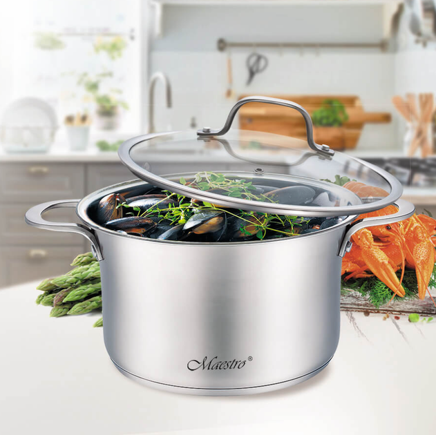 Каструля нержавіюча Maestro 180 мм x 1.75 л з кришкою (MR-3505-18) - Фото 1 Каструля нержавіюча Maestro 180 мм x 1.75 л з кришкою (MR-3505-18) - зображення 1