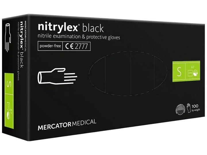 Рукавички Mercator Medical Nitrylex Black нітрилові нестерильні неприпудрені S 100 шт Чорні (5906615132295) - зображення 1