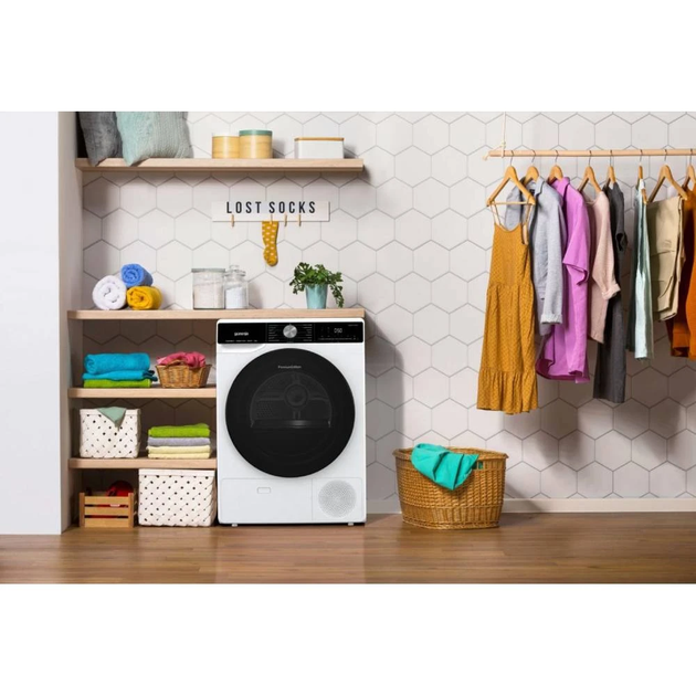 Сушильна машина Gorenje тепловий насос, 9кг, A++, 60см, дисплей, 15 програм, підсвітка барабану, білий - изображение 13