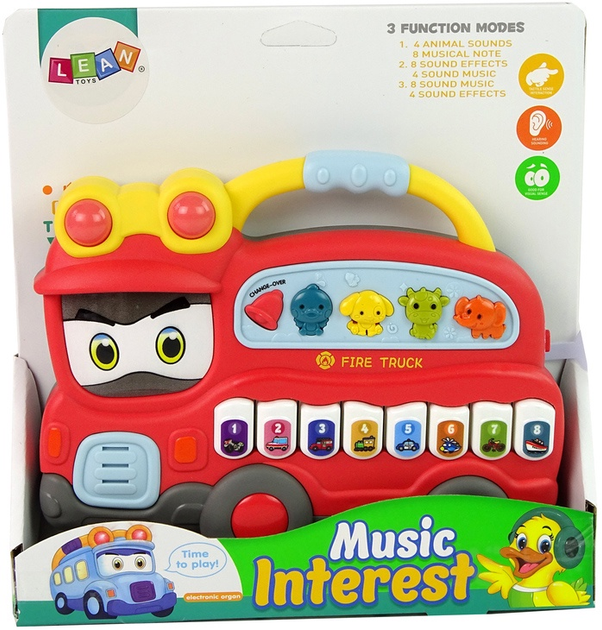 Pianinko interaktywne Lean Toys Straż Pożarna Czerwone 11706 (5905214973650) - obraz 1