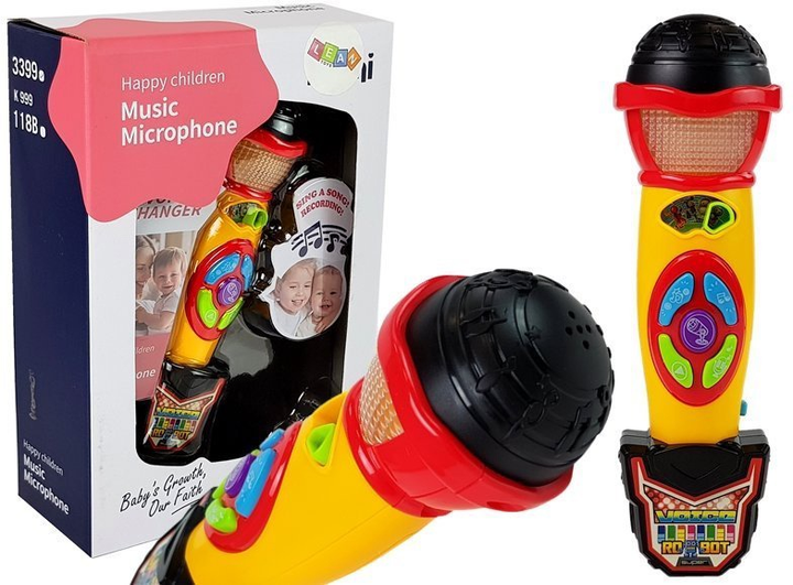 Mikrofon Lean Toys Karaoke nagrywający piosenki Żółto-czarny 7570 (5905214972912) - obraz 2