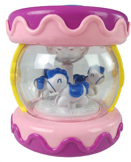Bębenek Lean Toys z karuzelą i odgłosami zwierząt Różowy 4571 (5907625582995) - obraz 3