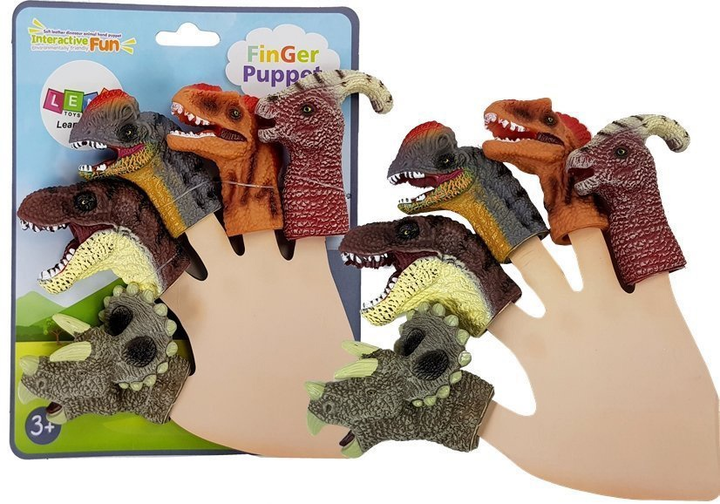 Zestaw pacynek na palec Lean Toys Dinozaury Kolorowe 5 szt 7389 (5908275999027) - obraz 2